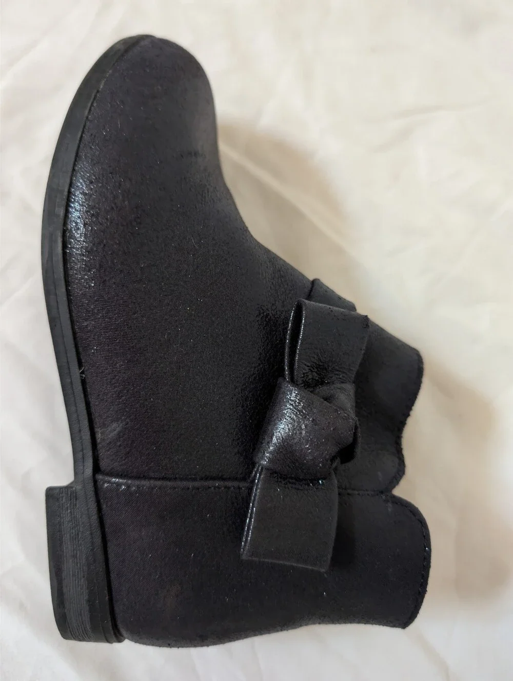 Cat And Jack Black Girls' Bow Ankle Boots Toddler size 11